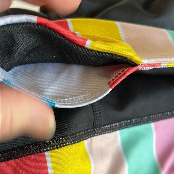 NIKE Dri-Fit Large Black Rainbow Cropped Leggings Compression Stretch Athletic - Picture 6 of 7